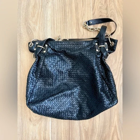 Elliott Lucca, beautiful black woven Hobo bag EUC